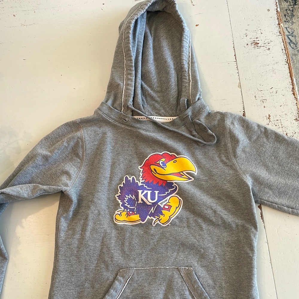Sparkly KU gray hooded sweatshirt
